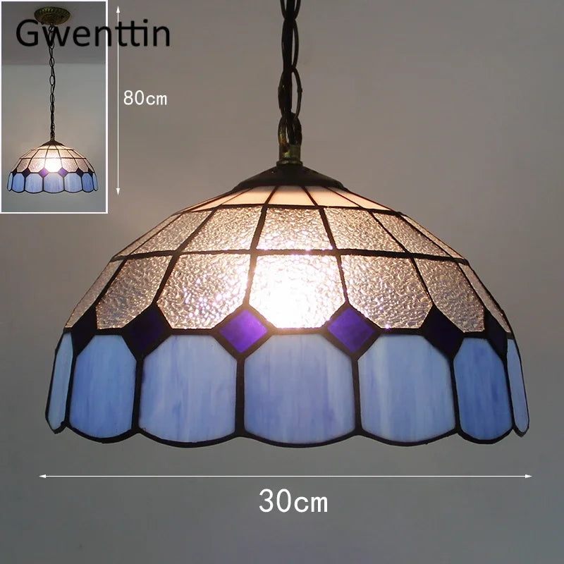 suspension en verre teinté style tiffany pour décoration intérieure