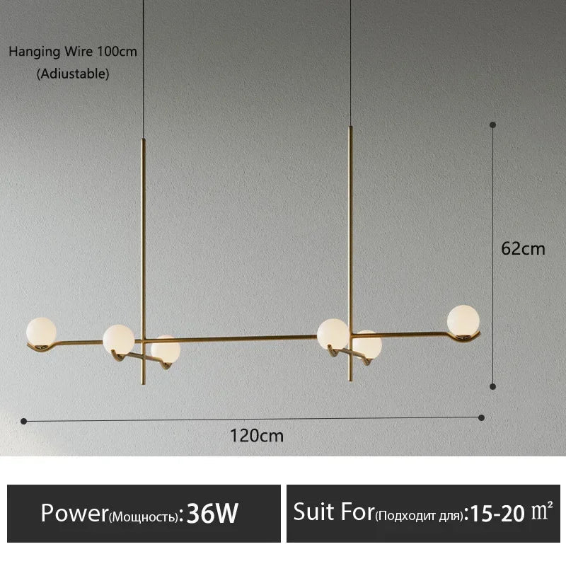 lustre led en boule de verre style nordique pour intérieur