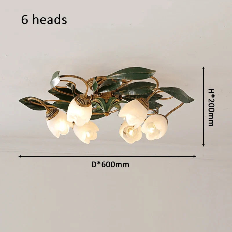 lanterne fleurs française ancienne retro européen cuivre plafonnier chambre salon