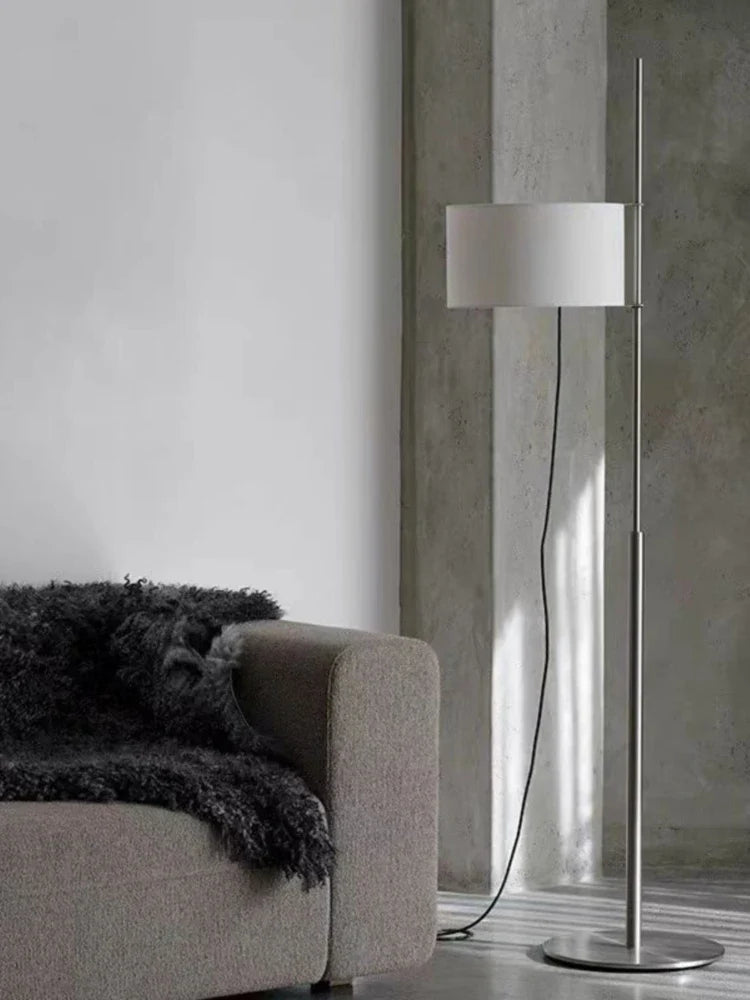 lampadaire moderne minimaliste avec abat-jour en tissu rétro