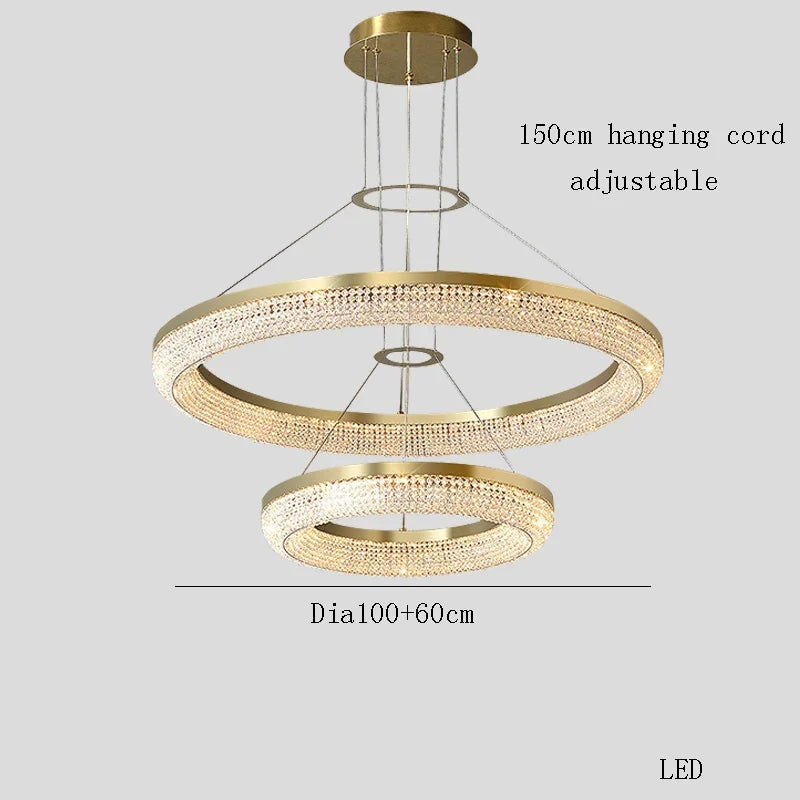 lustre de luxe led rond design moderne 	 pour intérieur