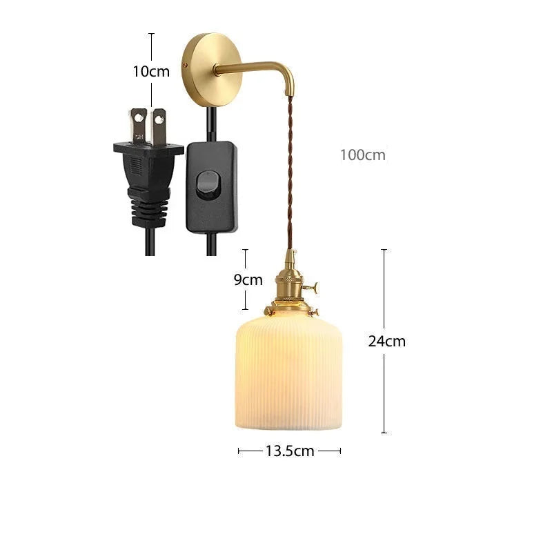 Applique murale dorée moderne céramique fil ajustable LED
