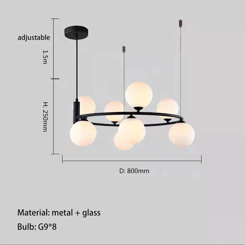 lustre nordique en verre led pour décoration maison