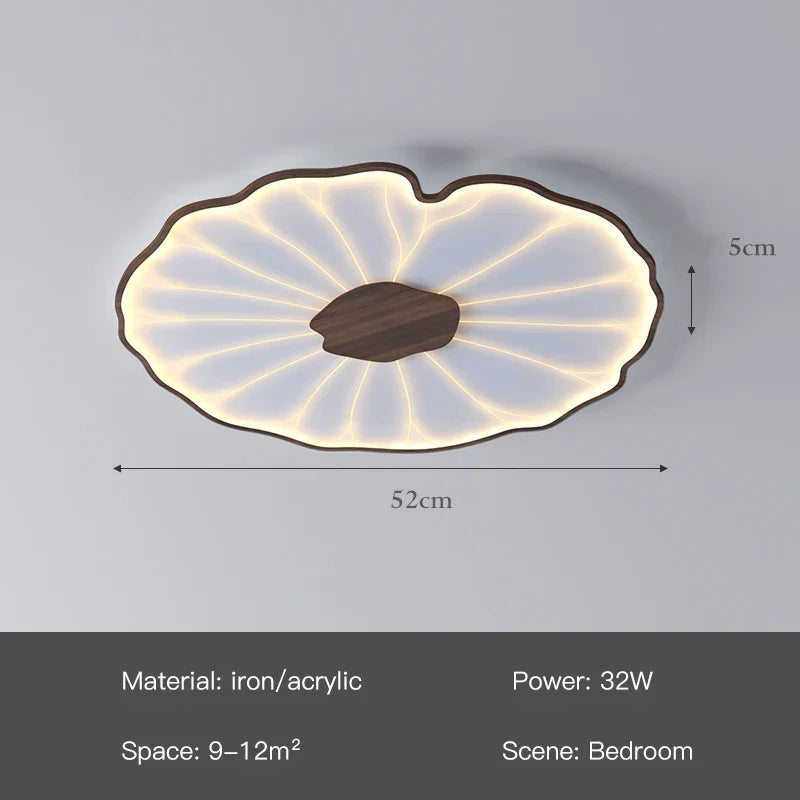 plafonnier moderne à grain de bois pour salon chambre à coucher étude crèche pour enfants conception de feuille de lotus lustre à LED en métal