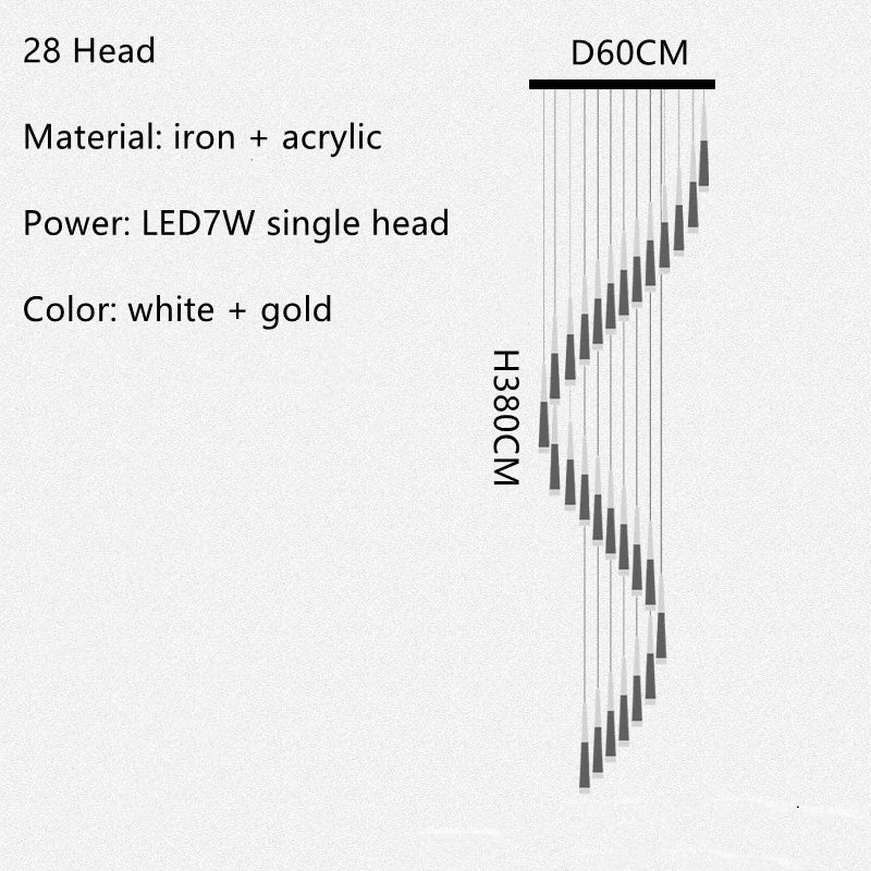 lustre led minimaliste moderne pour escalier duplex loft