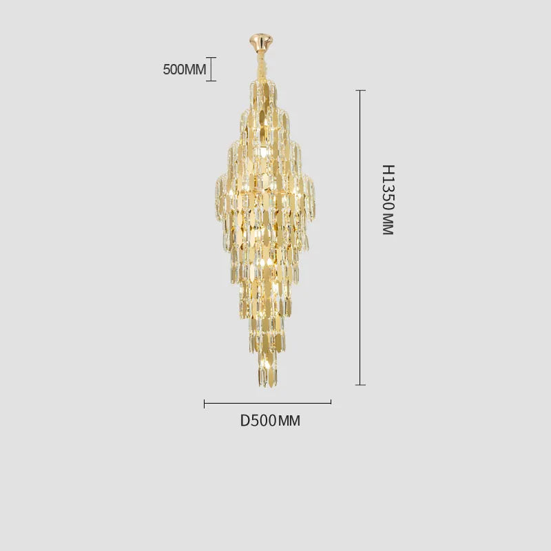 lustre en cristal pour escalier et halls d'hôtel