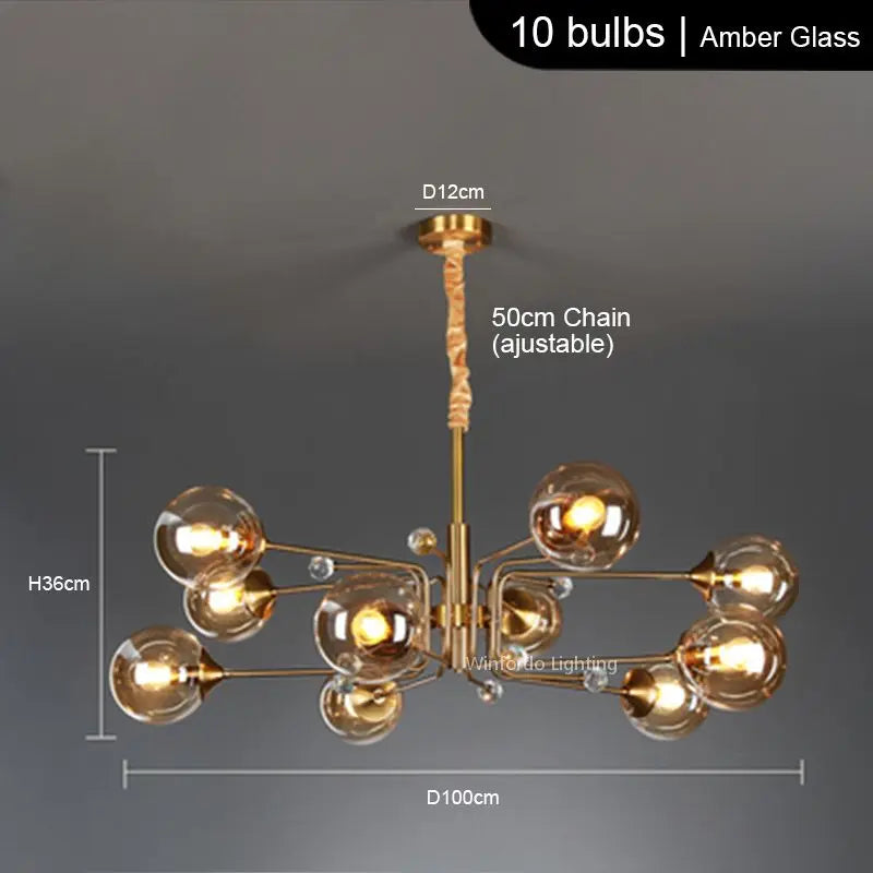 lustre led moderne 10 globes luminaire décoratif