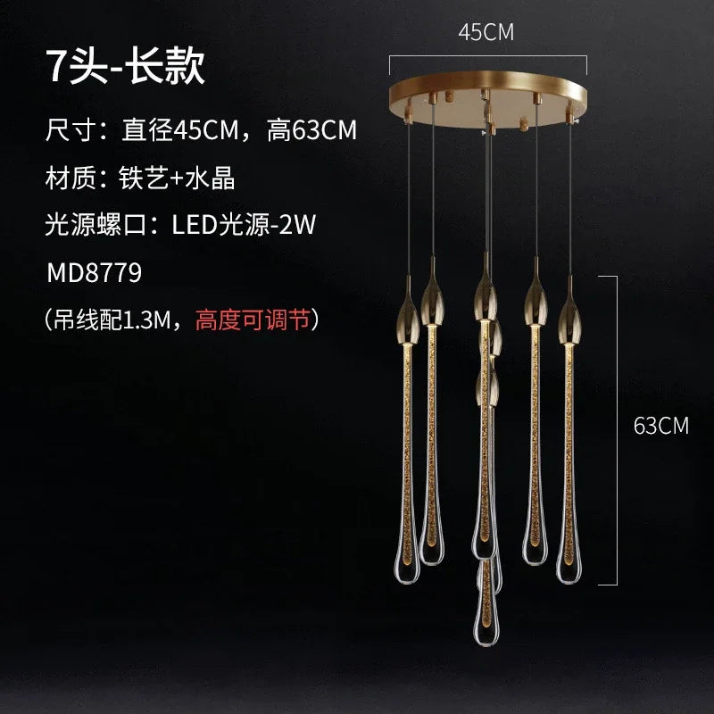 suspension design en verre en forme de gouttelettes d'eau élégante