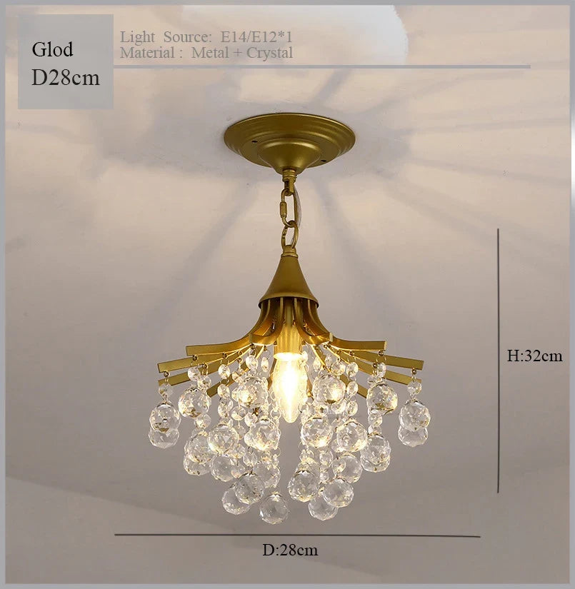 2024 Modern Crystal Chandelier Creative Design Black/Gold Corridor Ceiling Lamp Applicable To Porch Restaurant Lamps