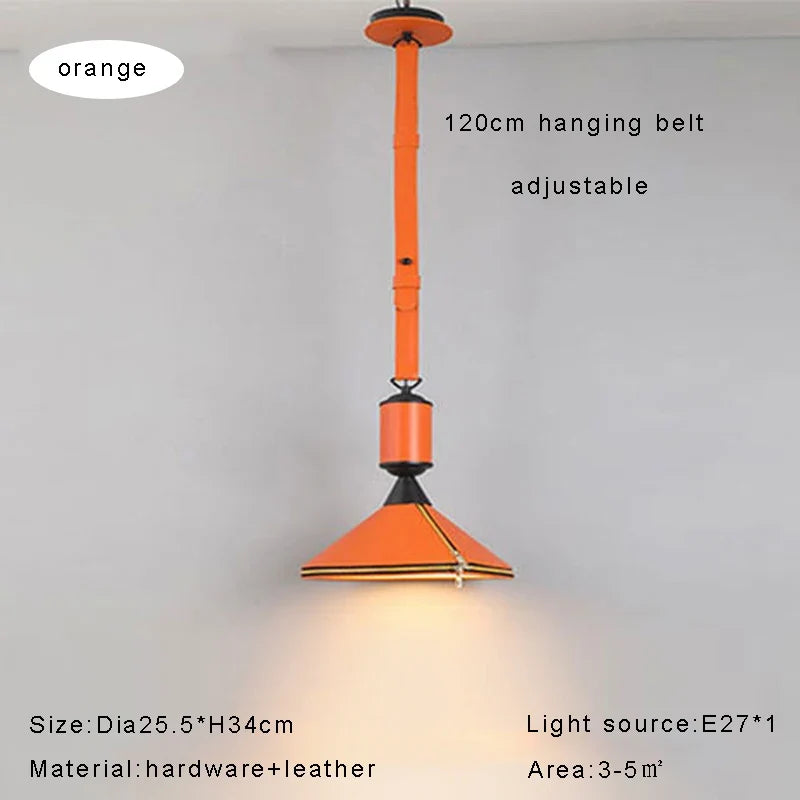 lustre led moderne avec ceinture en cuir décoration intérieure élégante