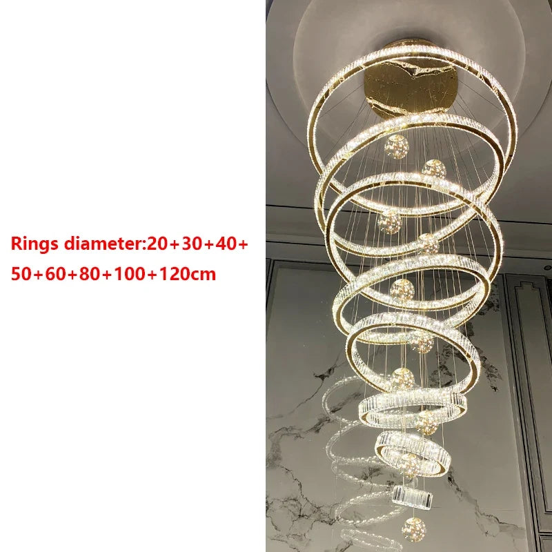 Lustre design anneau en cristal intelligentes pour décoration moderne