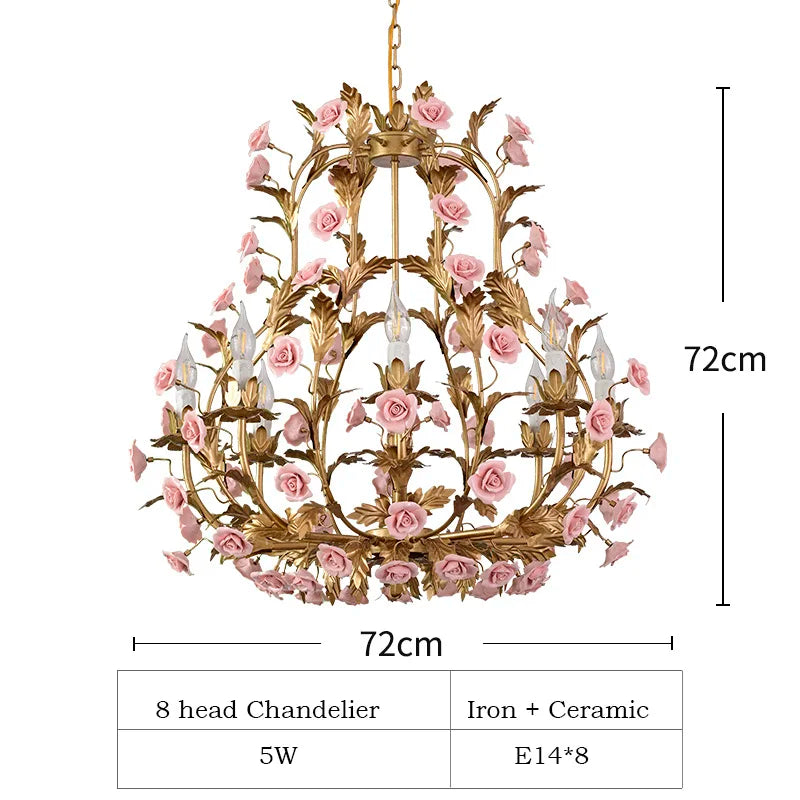 lustre led floral céramique cuivre rose déco intérieur