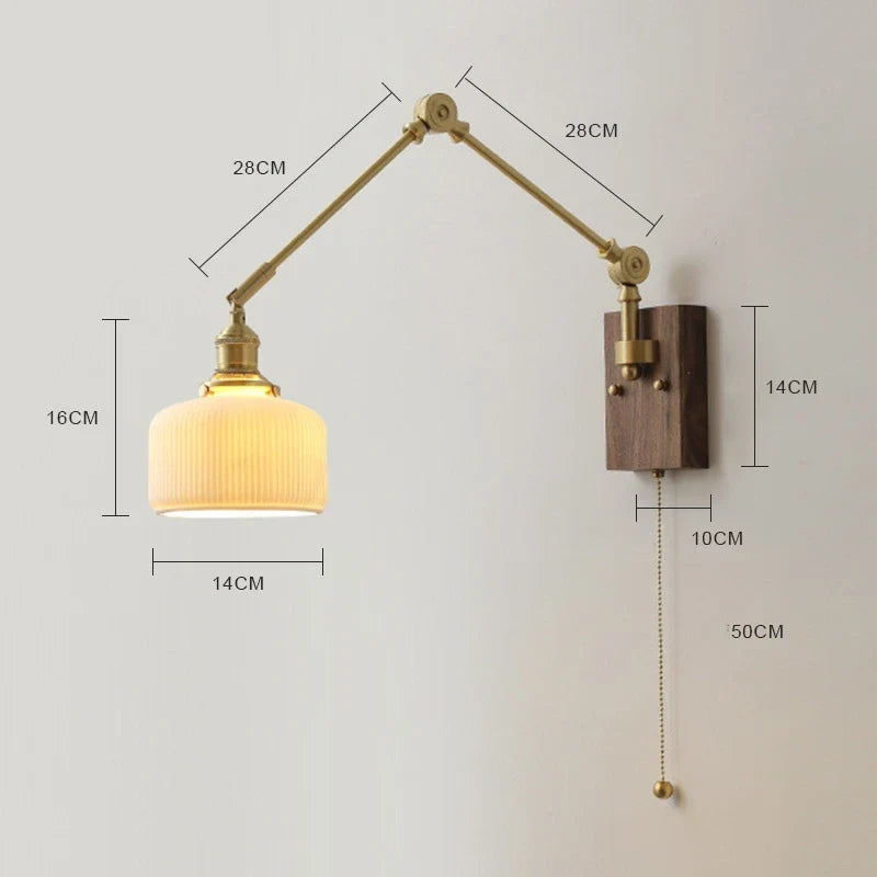 iwhd Applique murale led pivotante en cuivre avec interrupteur à chaîne