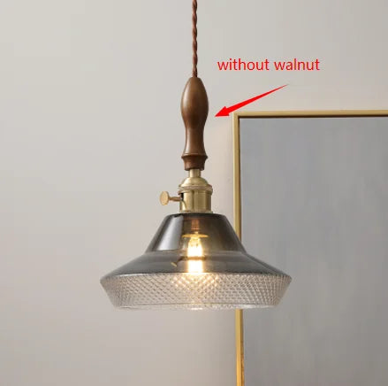 suspension en noyer et verre cuivre pour intérieur élégant