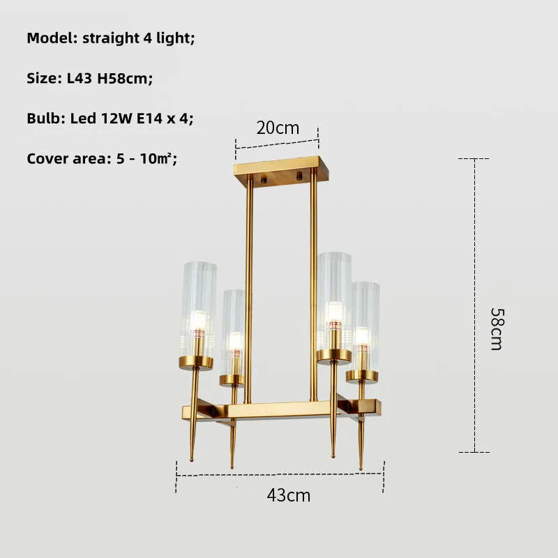 Lustre métal or verre LED