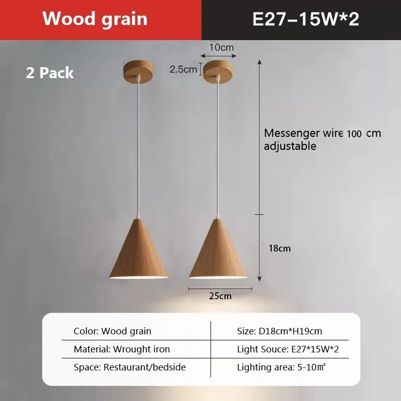 Suspension LED moderne en noyer massif