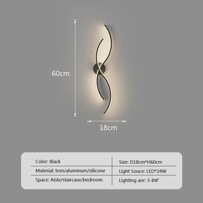 Applique murale led moderne minimaliste rayures déco intérieur chambre salon couloir