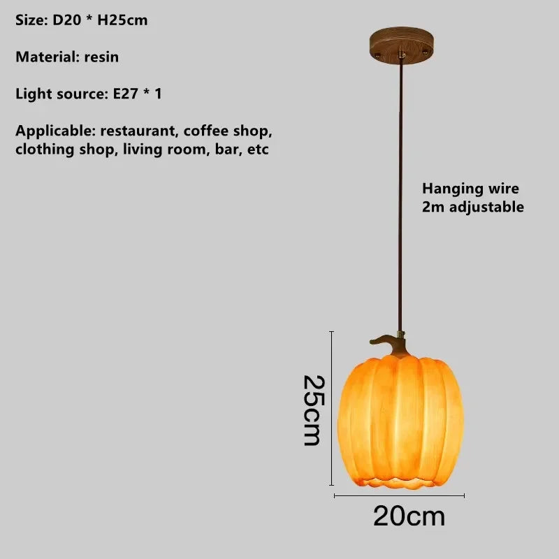 Designer Restaurant Island LED Chandelier Retro Resin Pumpkin Lamp Bedroom Wabi Sabi Pendant Lamps Home Decoration Light Fixture