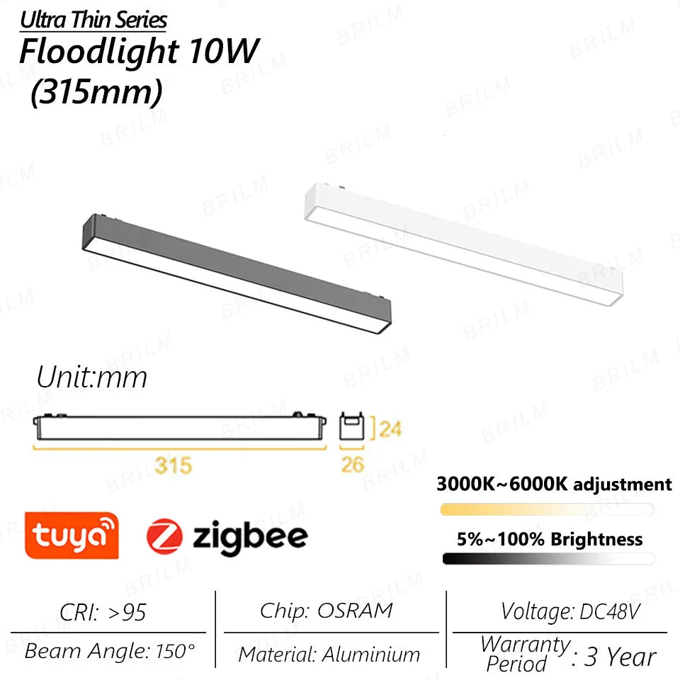 spot lumineux intelligent magnétique tuya zigbee à intensité variable
