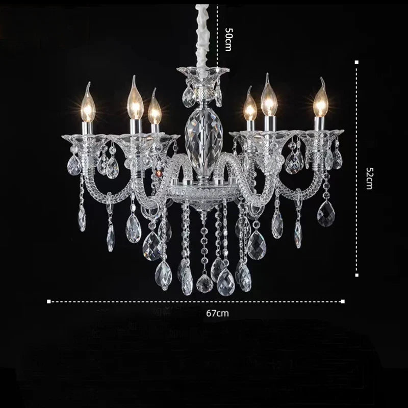 lustre moderne en verre cristal pour espace de luxe