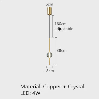 suspension LED en laiton design moderne avec cordon réglable