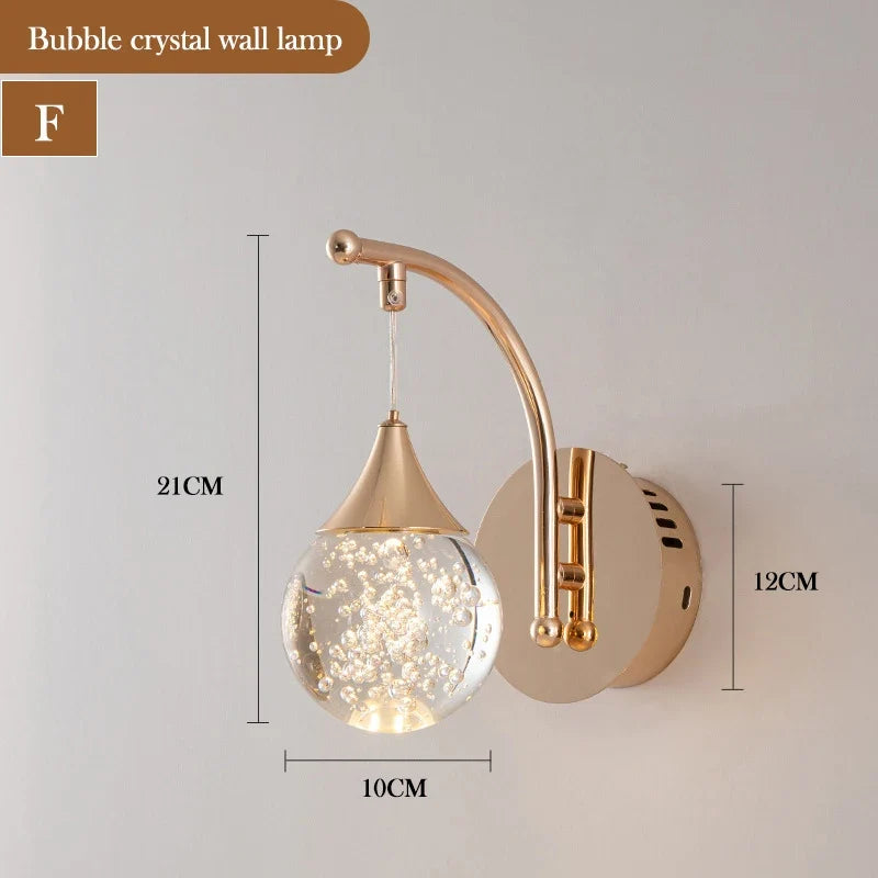 applique murale moderne en forme de goutte de cristal luxe