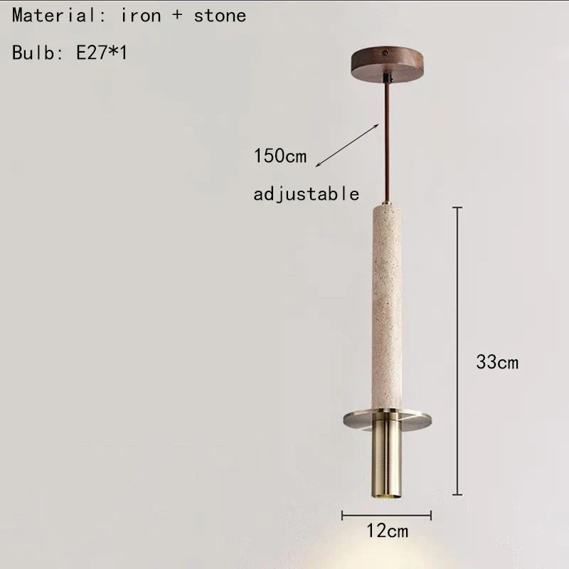 suspension cylindrique en marbre et métal doré pour intérieur moderne