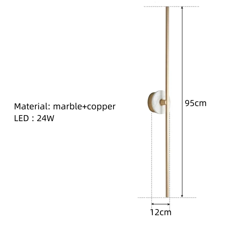 applique murale minimaliste en marbre naturel avec ligne en laiton
