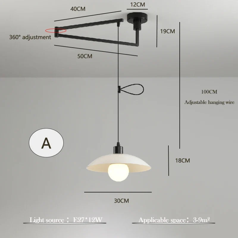 lustre rotatif extensible moderne et minimaliste pour table