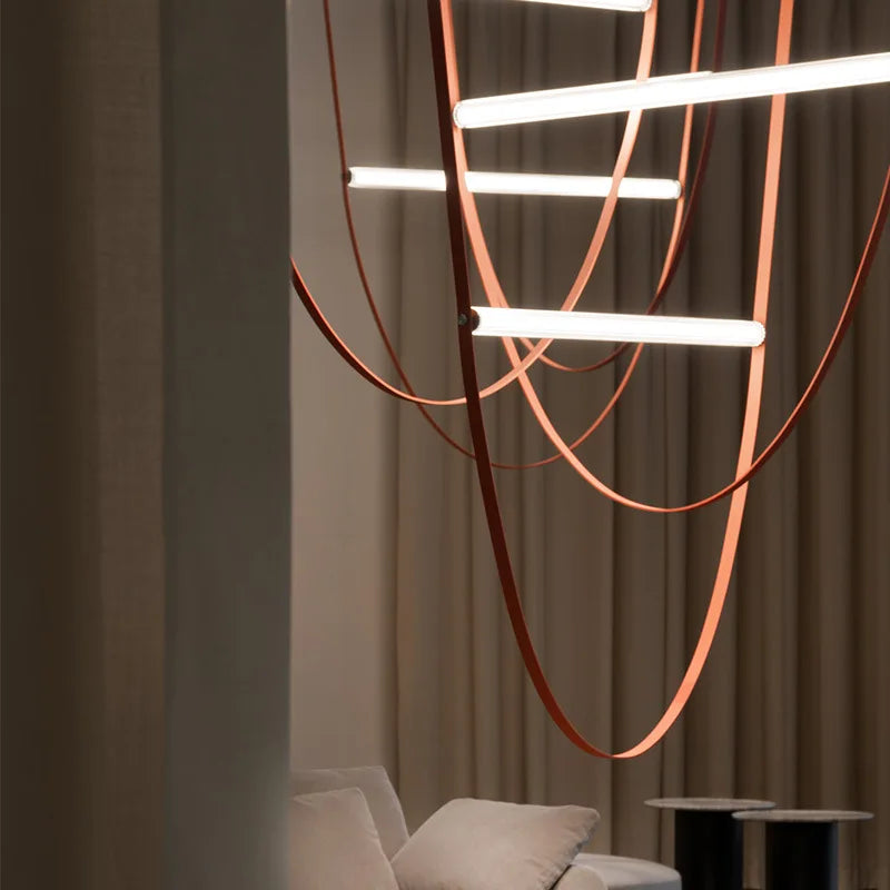 ceinture en cuir moderne avec suspension led pour décoration luminaire