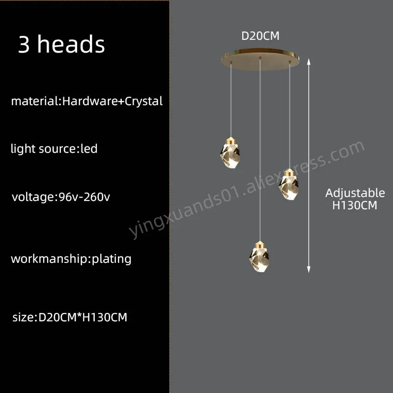 lustre en cristal nordique style loft pour intérieur moderne