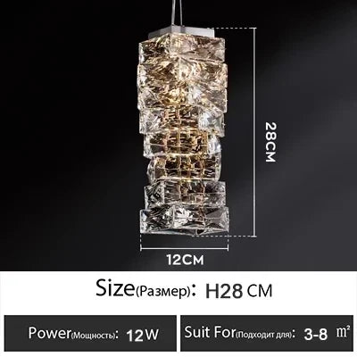 lustre led moderne en cristal de luxe adapté à l'intérieur