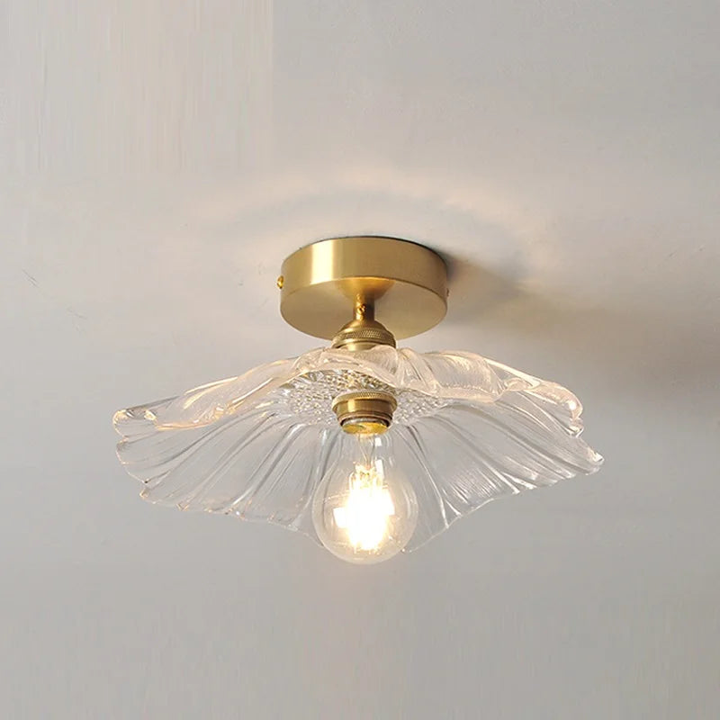 suspension led nordique en verre laiton forme de fleur