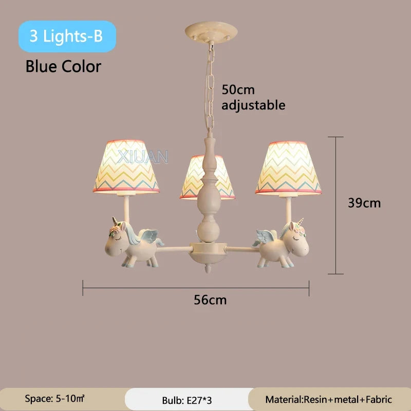 lustre licorne dessin animé pour chambre d'enfant suspendu