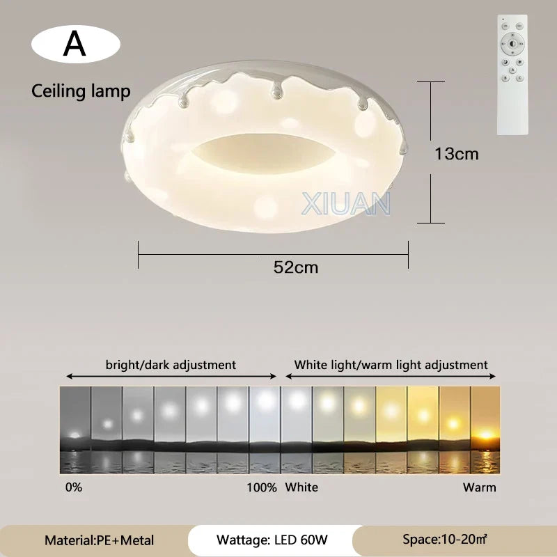 52cm Donuts Pendant Lamp With Remote Control Dimming Children's Room Bubble Ball Chandelier Light Kids Nursery Bedroom Lamp LED