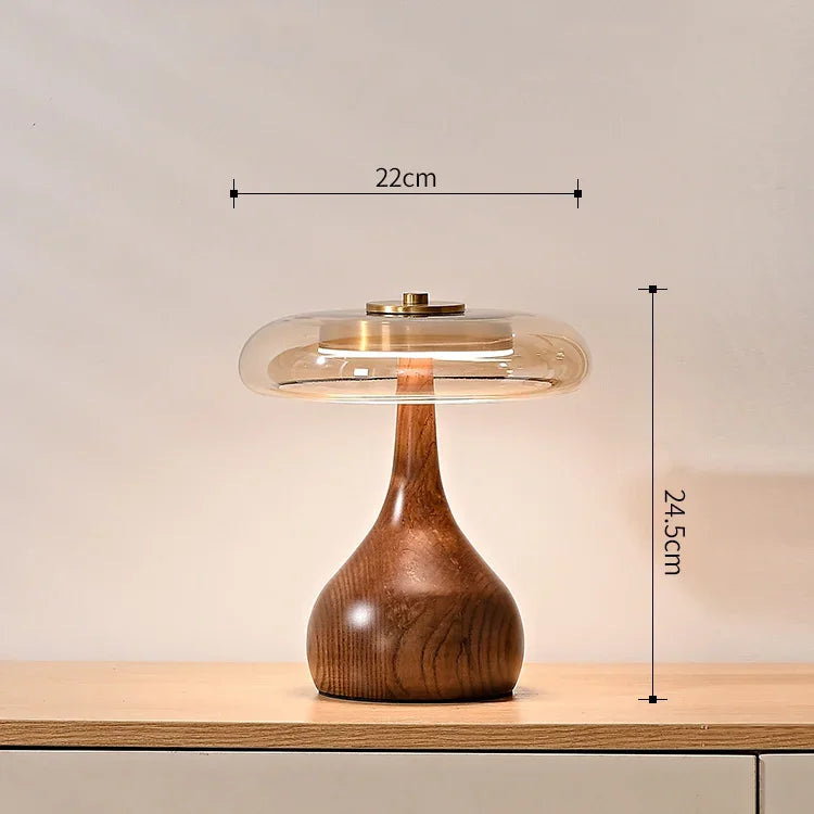 lampe de bureau rétro en bois et verre pour intérieur élégant