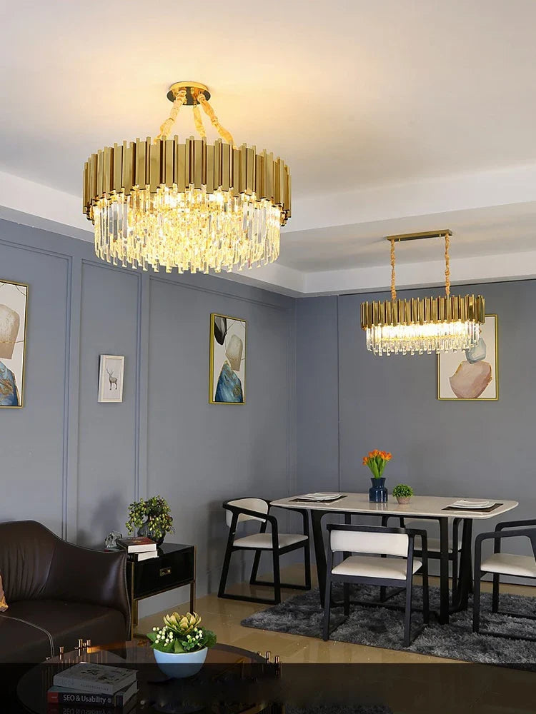 plafonnier moderne en cristal ovale à plusieurs couches
