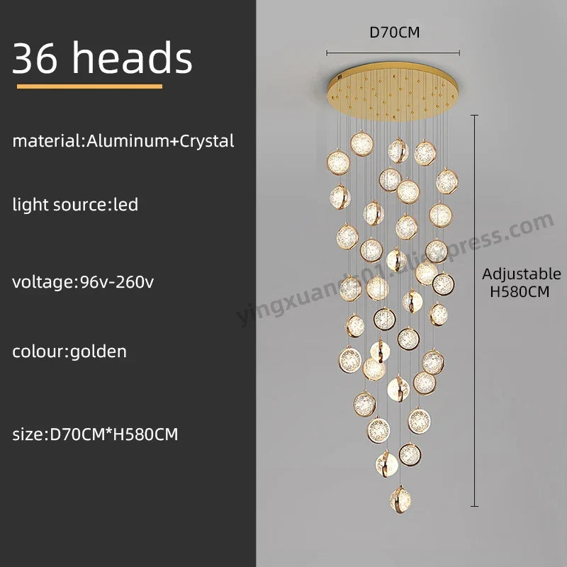 lustre rotatif design nordique en cristal pour éclairage intérieur