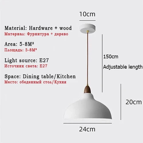 Suspension nordiques lampes suspendues industrielles luminaire d'intérieur pour salon salle à manger cuisine décor noir blanc suspension