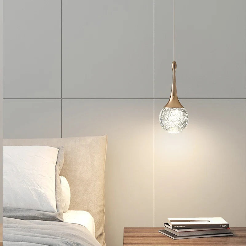lustre de chevet de luxe en cristal suspendu à tête unique