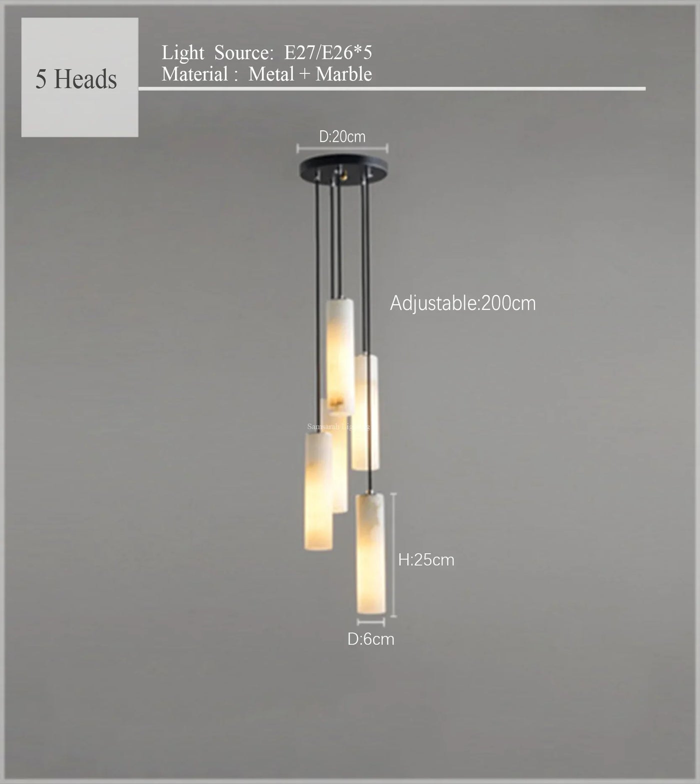 suspension en marbre naturel style nordique pour éclairage moderne