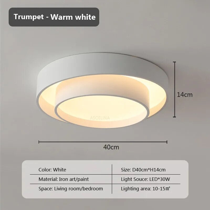 Plafonnier moderne led minimaliste blanc double rond
