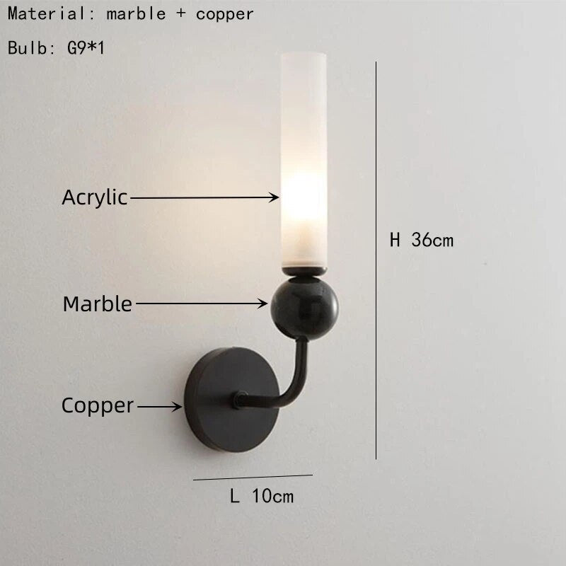 Applique murale boule de marbre naturel