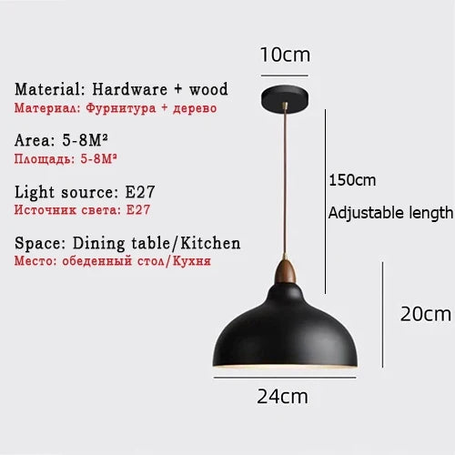 Suspension nordiques lampes suspendues industrielles luminaire d'intérieur pour salon salle à manger cuisine décor noir blanc suspension