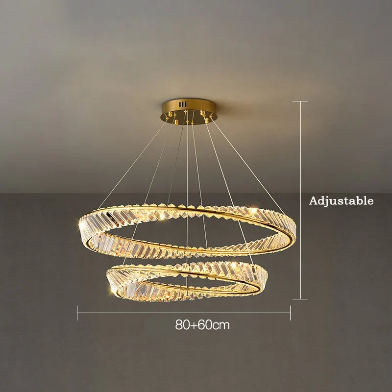 suspension moderne en aluminium et cristal led