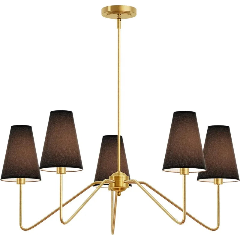 Lustres classiques or poli/noir avec abat-jour en lin blanc lustre moderne de chambre à coucher