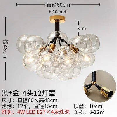 lustre moderne en verre à bulles pour décoration intérieure