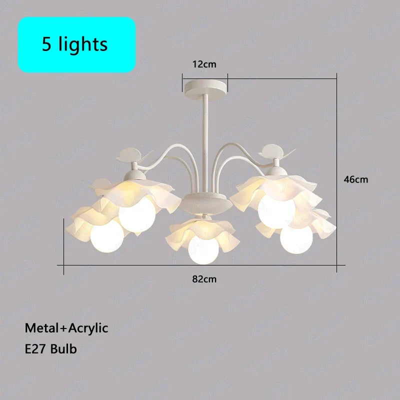 lustre nordique à fleurs style crémeux pour diverses pièces