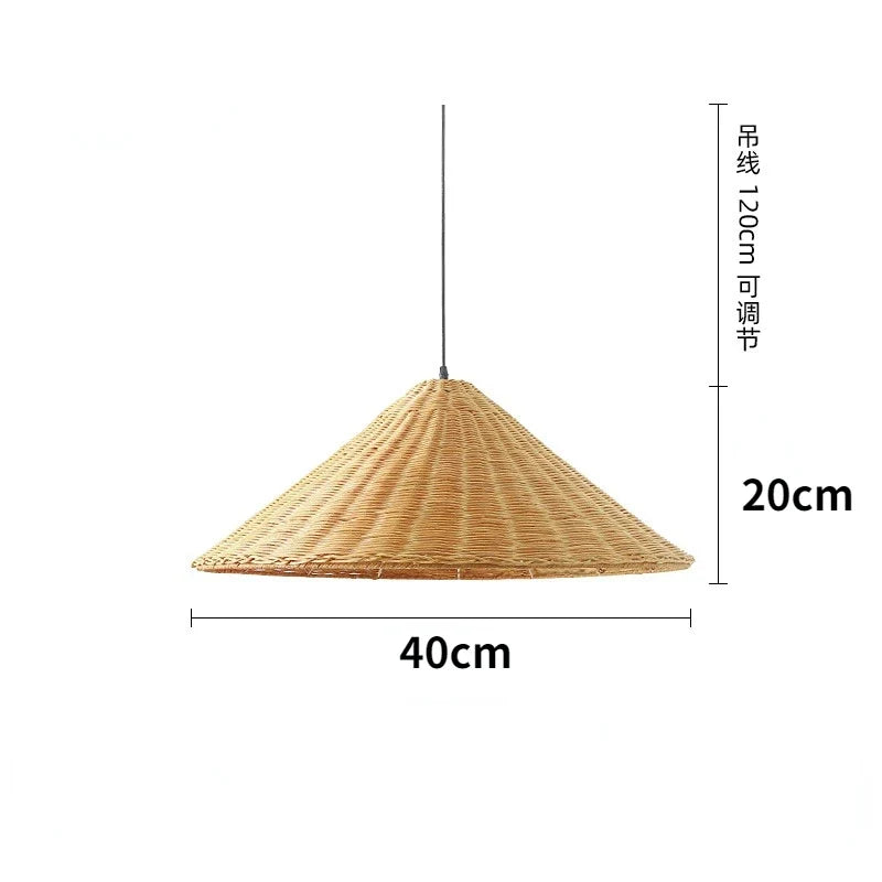 Suspension conique zen en rotin de bambou