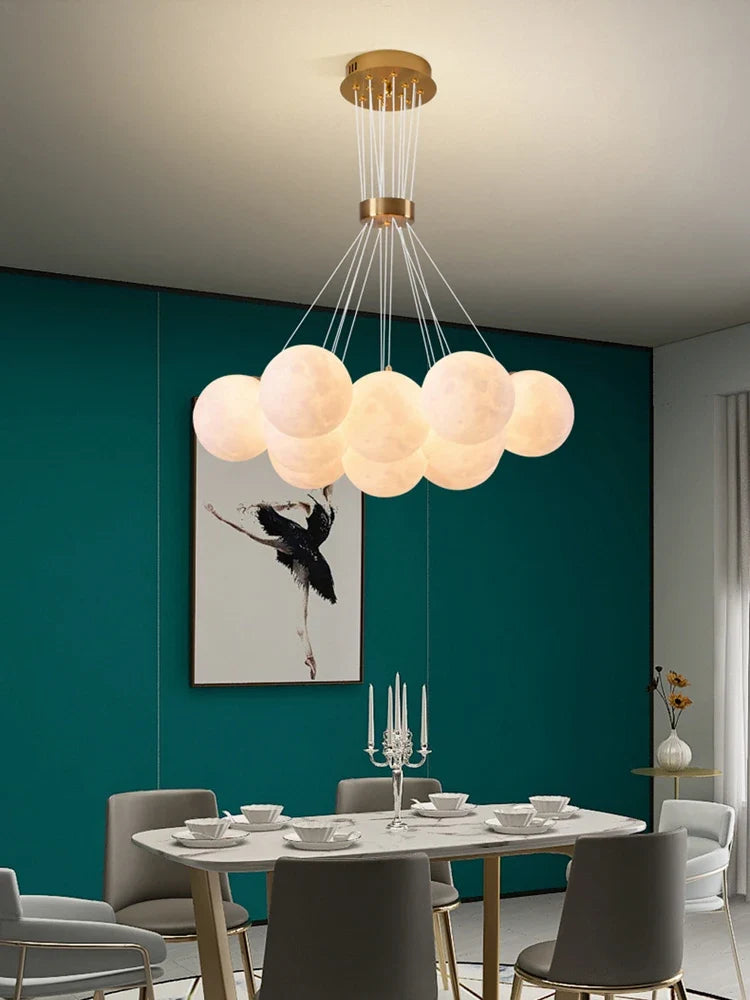 lustre sphérique planète led moderne réglable en hauteur pour décoration